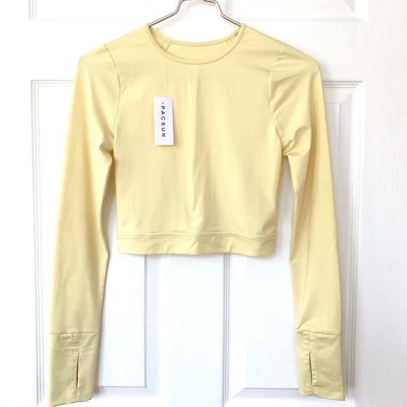 PacSun · NWT Yellow LA Hearts by PacSun Active All Out Long Sleeve Crop Top - Picture 2 of 13